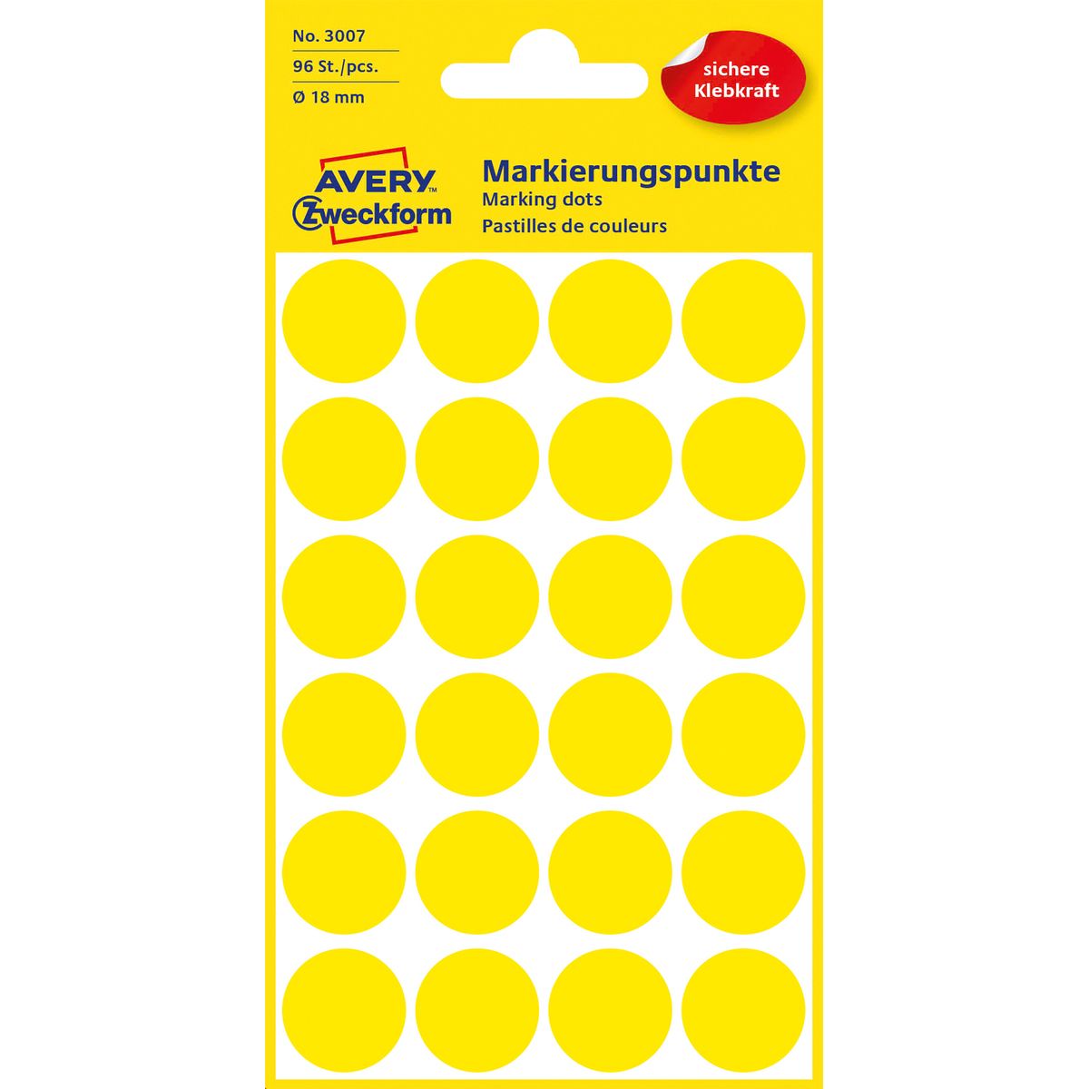 Etykieta do oznaczania Zweckform żółta kropki  18mm żółty [mm:] 18 (3007)