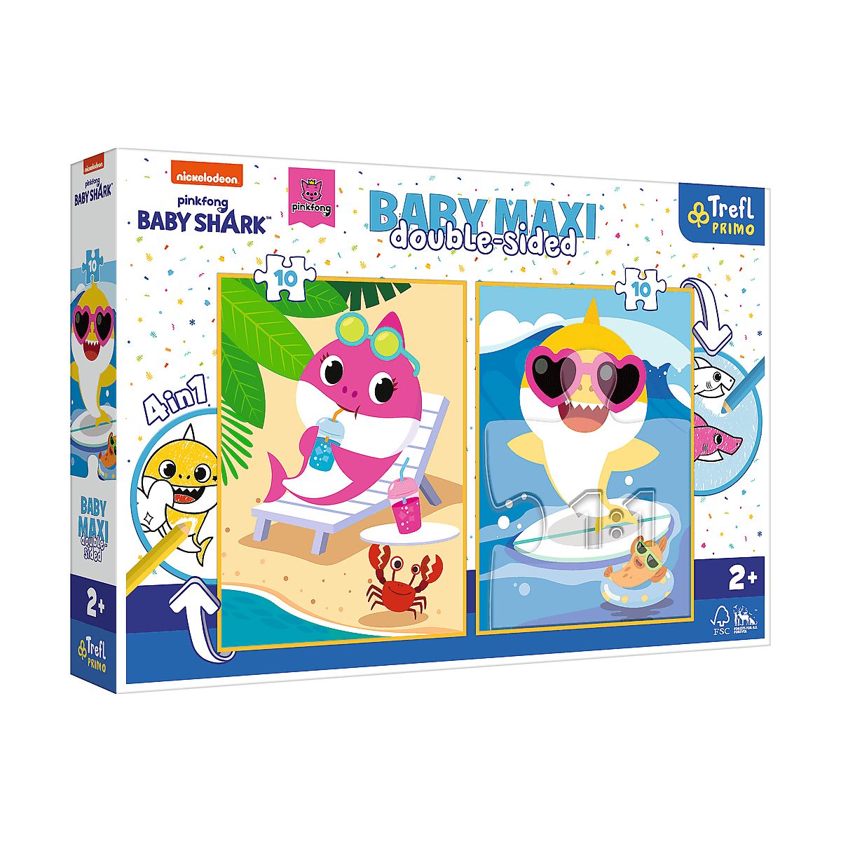 Puzzle Trefl Baby Shark Baby MAXI 2x10 Wesoły dzień rekina 2x20 el. (43005)