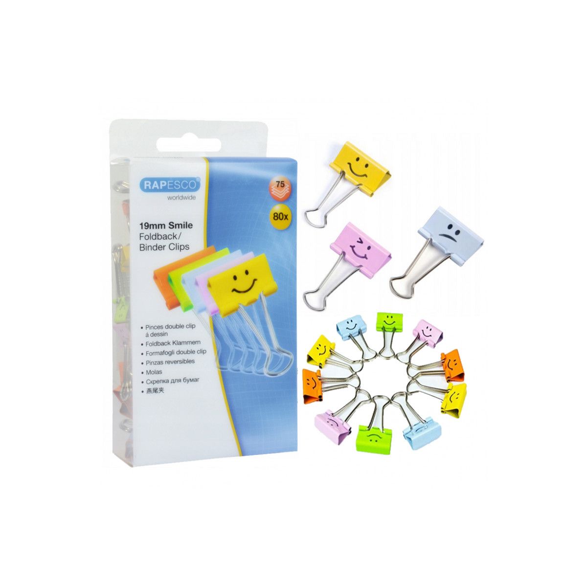 Klip Rapesco mix kolor SMILE 19mm mix