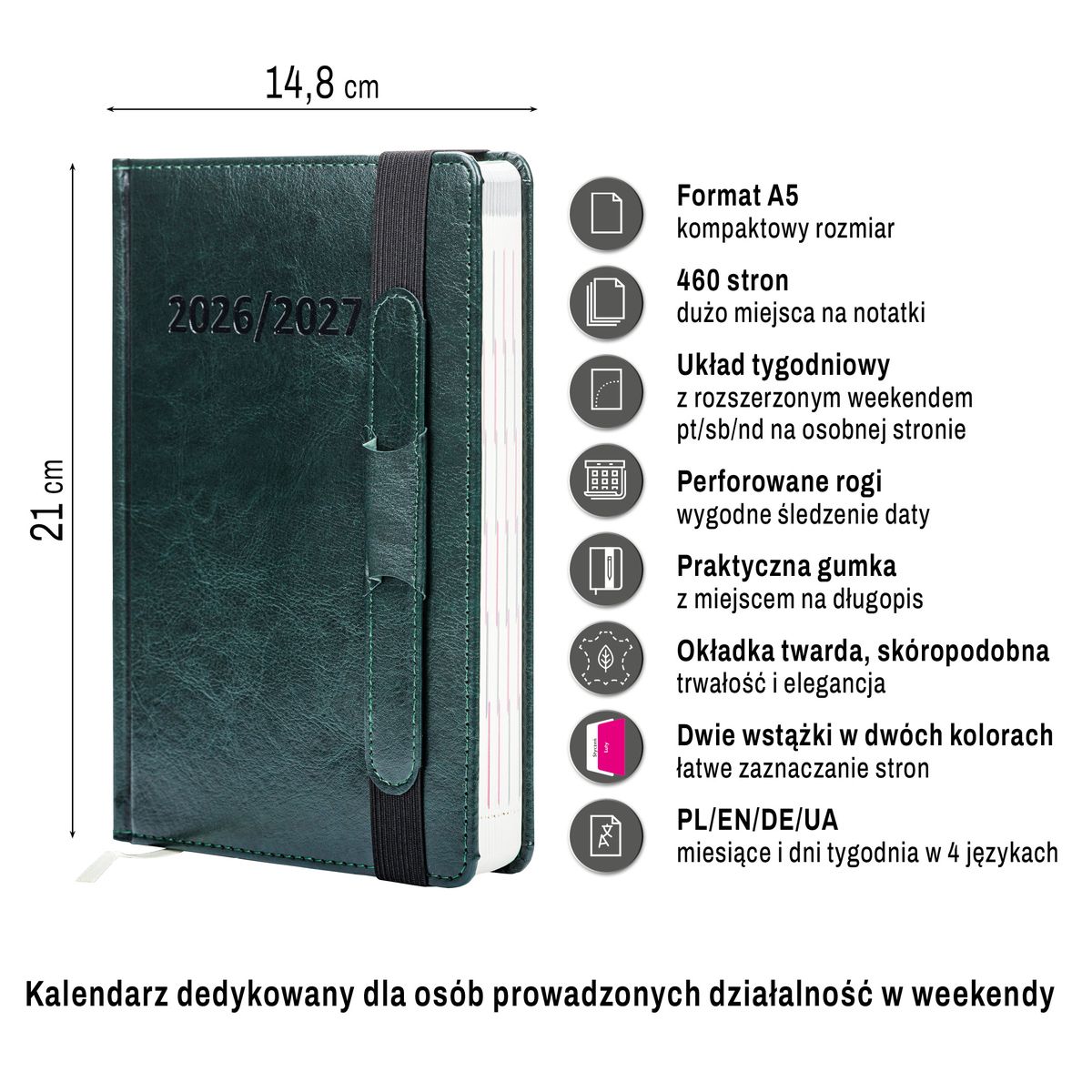 Kalendarz książkowy (terminarz) (308040) k:4071-670 dwuletni A5 Press