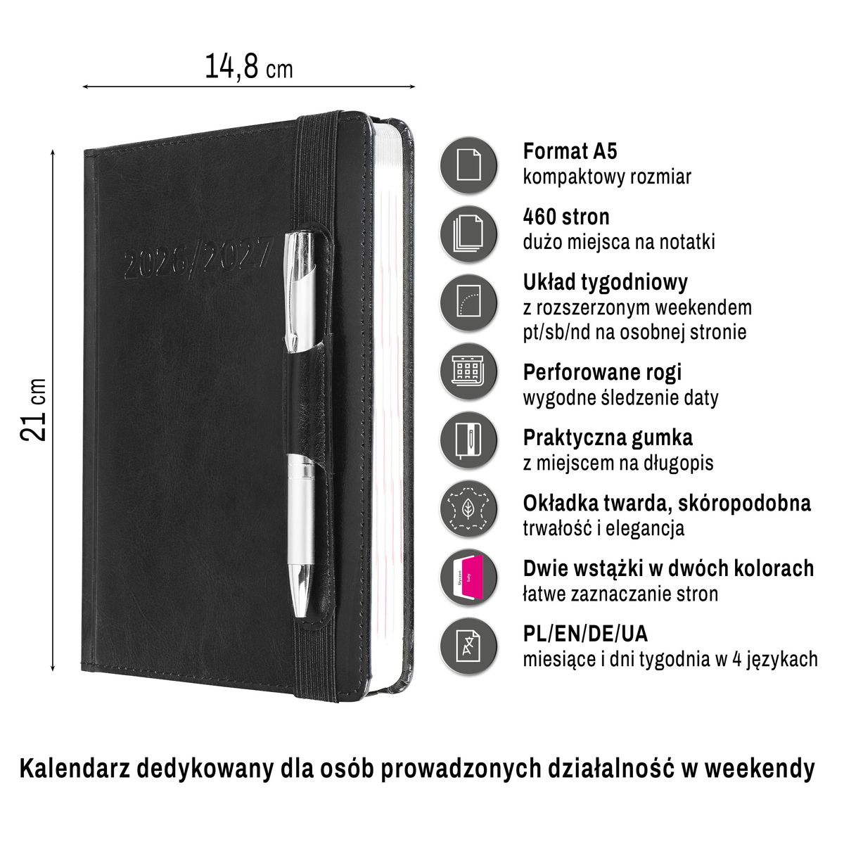 Kalendarz książkowy (terminarz) (308040) k:4071-670 dwuletni A5 Press