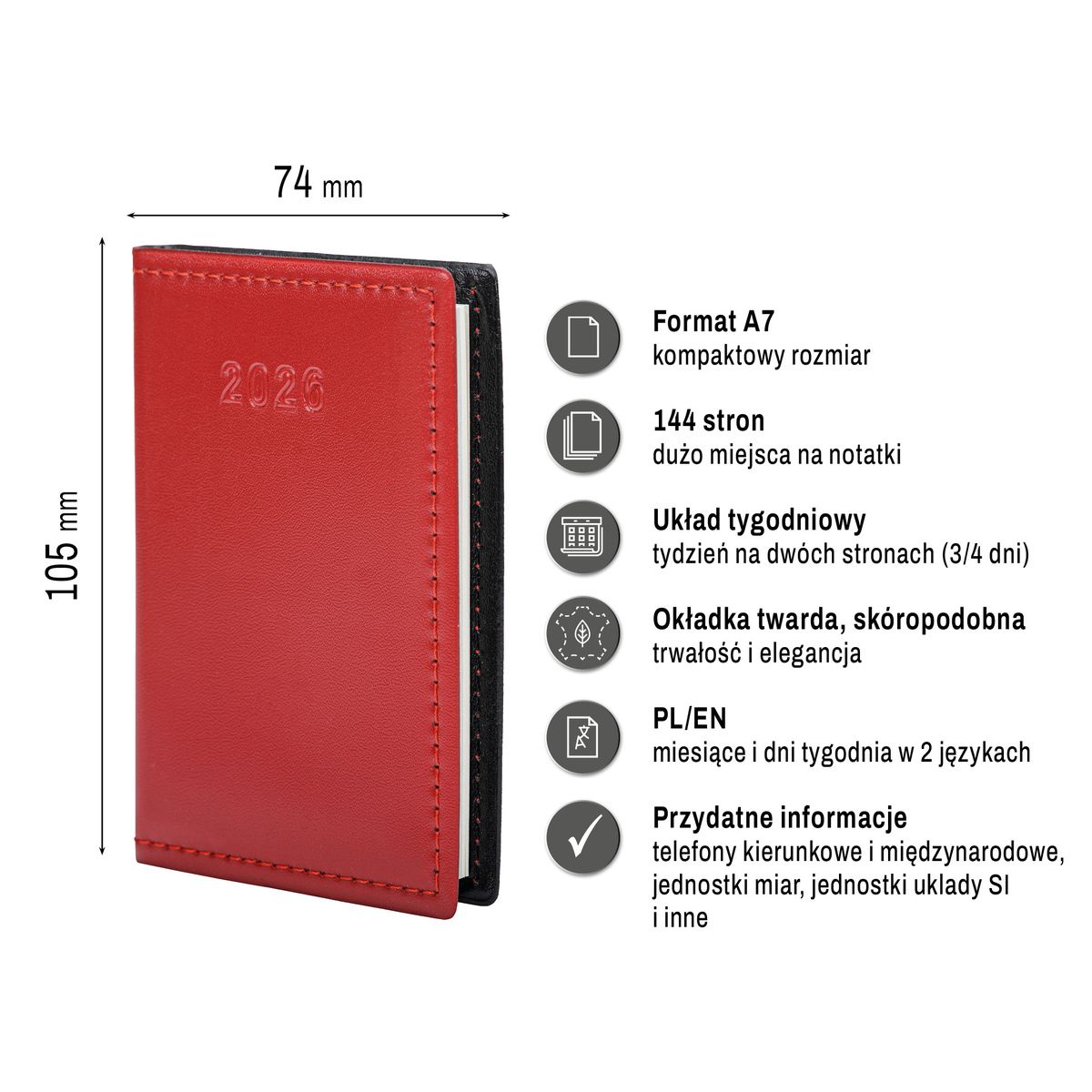 Kalendarz książkowy (terminarz) (308040) k:4071-670 kieszonkowy A7 Press (tygodniowy)