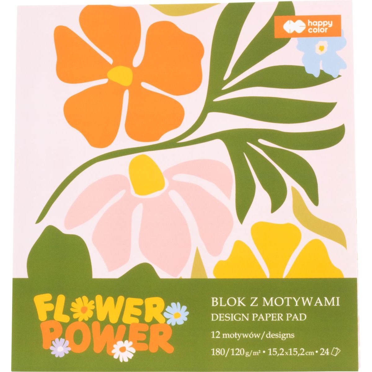 Zeszyt papierów kolorowych Happy Color Blok z motywami BLOOM B5 mixg 24k [mm:] 152x152 (HA 3818 1515-BL)