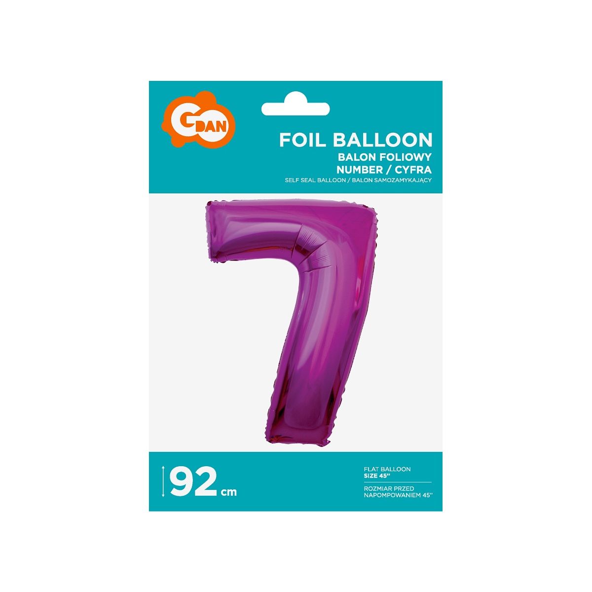 Balon foliowy Godan cyfra 7 różowa 85 cm 45cal (FG-C85r7)