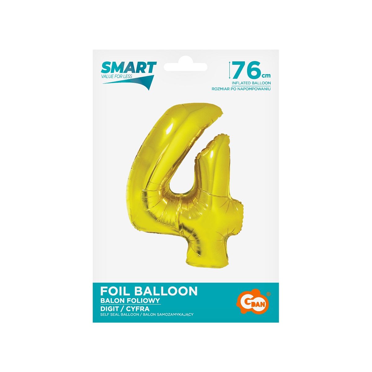 Balon foliowy Godan Smart cyfra 4 złota 76cm (CH-SZL4)