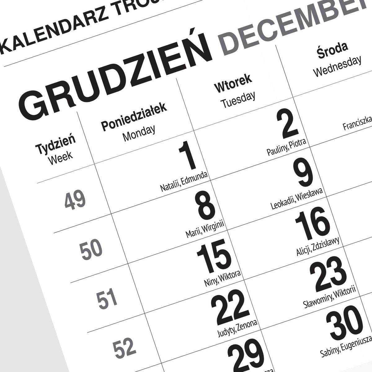 Kalendarz ścienny (401000) k:2915-377 KOT 310mm x 790mm Press