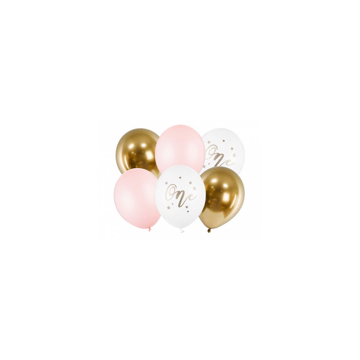 Balon gumowy Partydeco One, Pastel Pale Pink 6 sztuk mix 300mm (SB14P-307-081B-6)