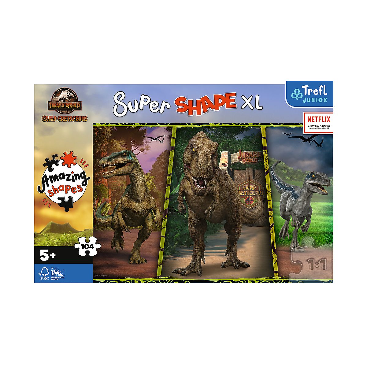 Puzzle Trefl Jurassic World XL Kolorowe dinozaury 104 el. (50020)