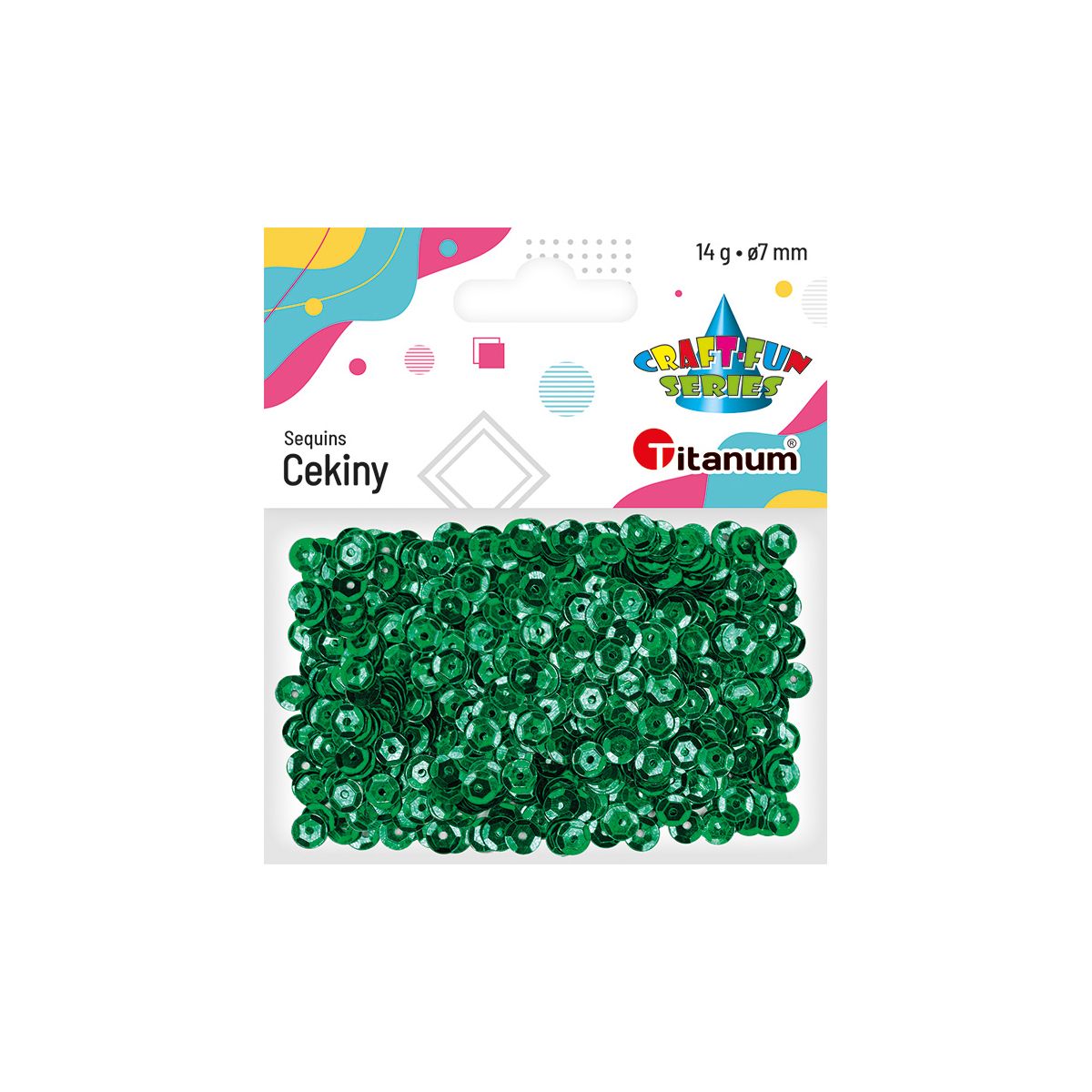 Cekiny Titanum Craft-Fun Series okrągłe 7mm zielone 14g (260078)