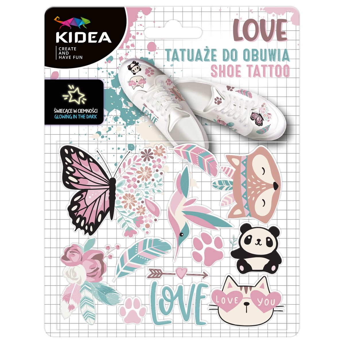 Tatuaż Love TATUAŻE DO OBUWIA ŚWIECĄCE W CIEMNOŚCI Kidea (TZOLKA)