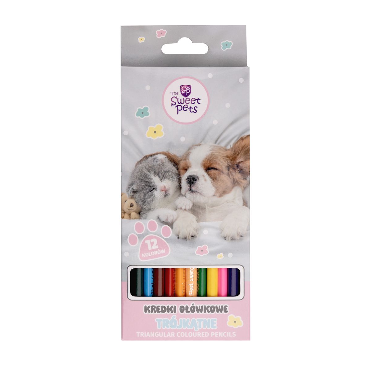 Kredki ołówkowe Beniamin The Sweet Pets trójkątne 12 kol.