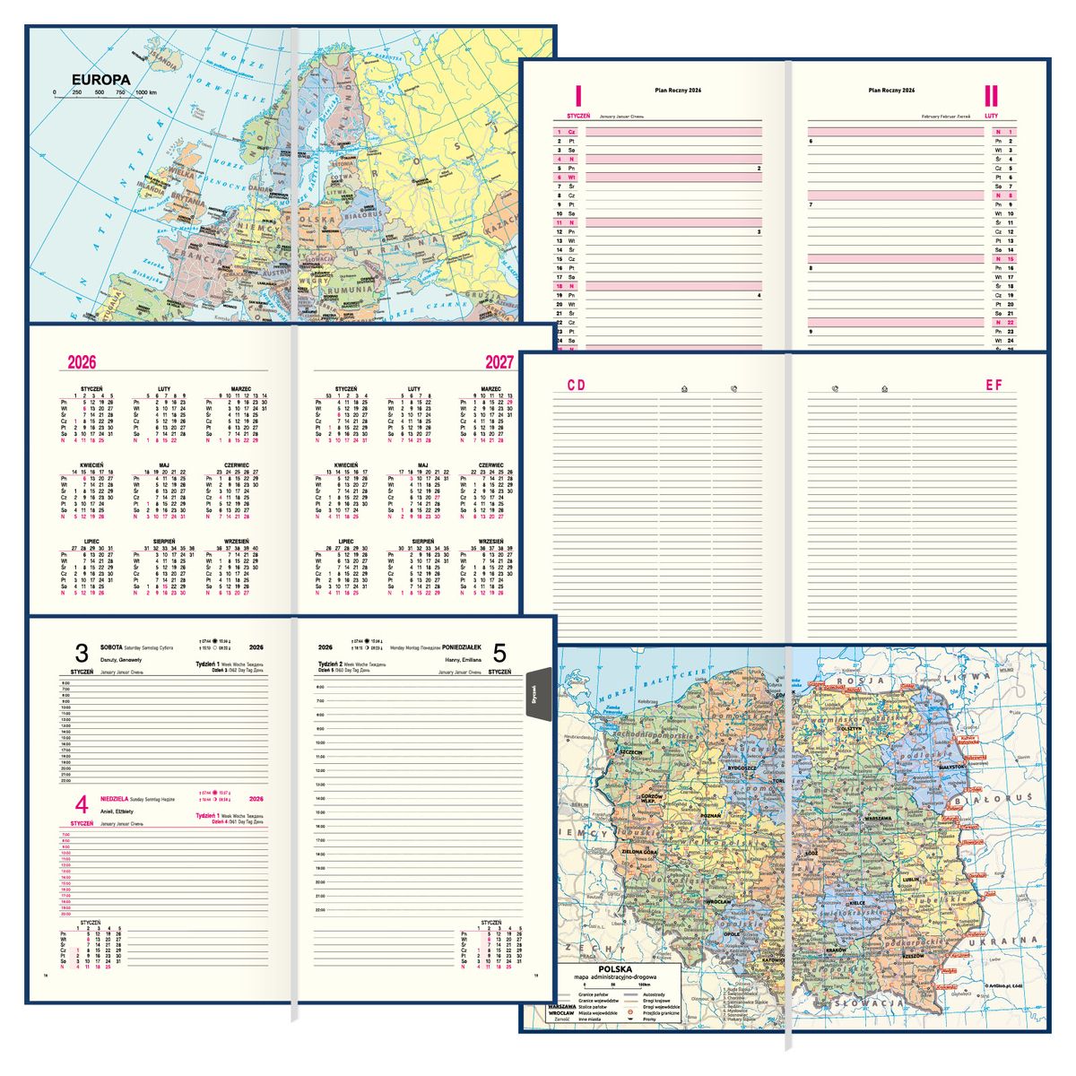 Kalendarz książkowy (terminarz) (308040) k:4071-670 EKONOMICZNY A5 Press (DZIENNY)