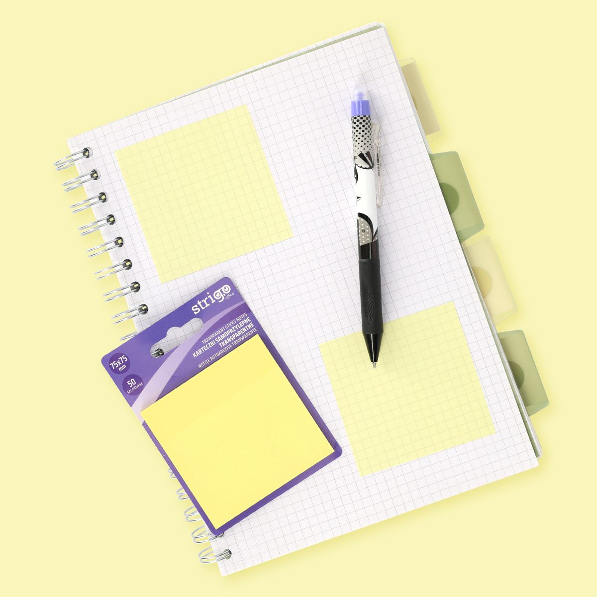 Notes samoprzylepny (karteczki) Strigo strzałki 4kol 75x75 żółty 50k [mm:] 76x76 (SSN029)