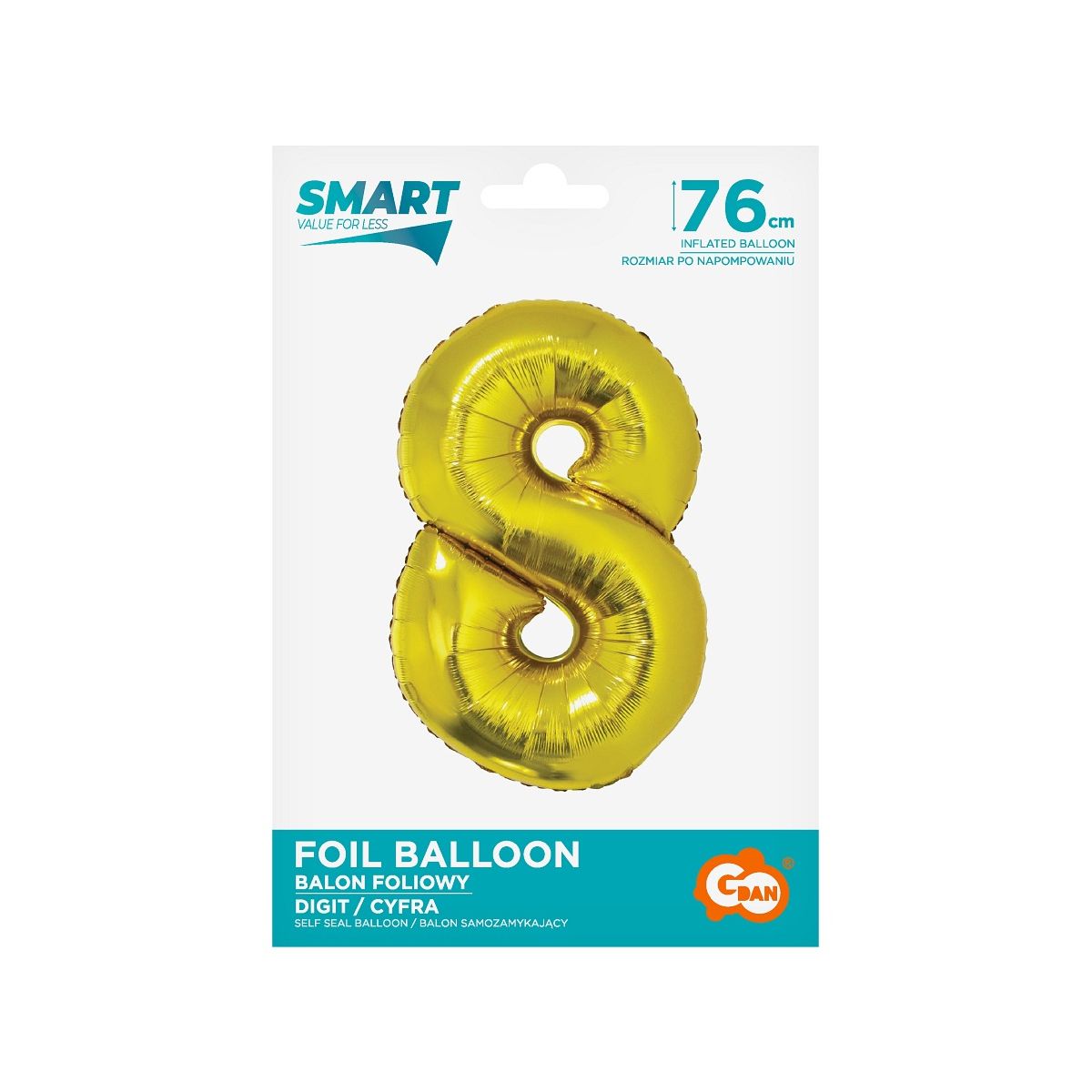 Balon foliowy Godan Smart cyfra 8 złota 76cm (CH-SZL8)