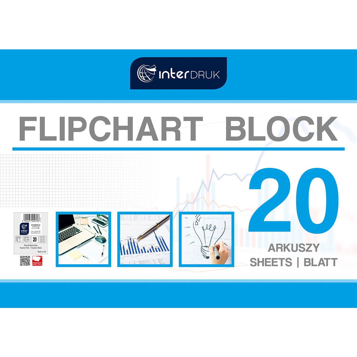 Blok do tablic flipchart A1 20k. 80g krata [mm:] 1000x640 Interdruk (FLI20#)