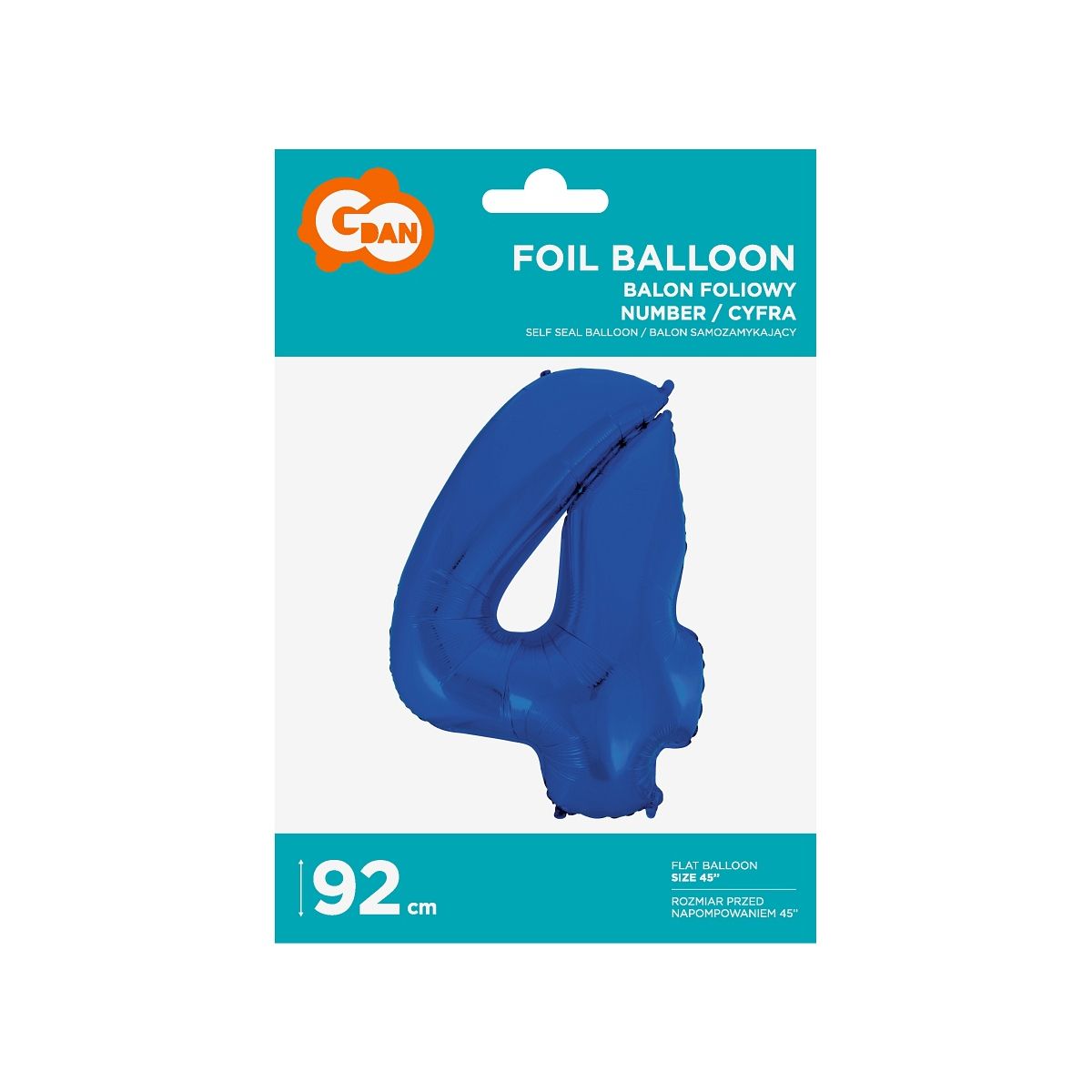 Balon foliowy Godan cyfra 4 NIEBIESKA 91 cm (FG-C85N4)