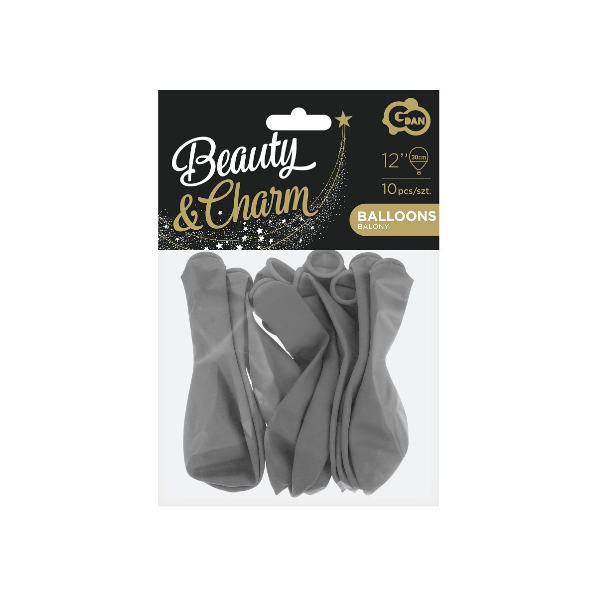 Balon gumowy Godan Beauty&Charm, pastelowe 10 szt. szary 300mm 12cal (CB-1PSZ)