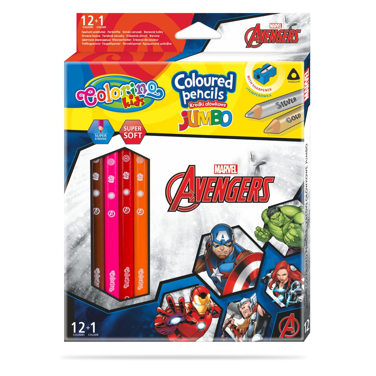 Kredki ołówkowe Patio Disney Avengers Jumbo 12 kol. (91413PTR)