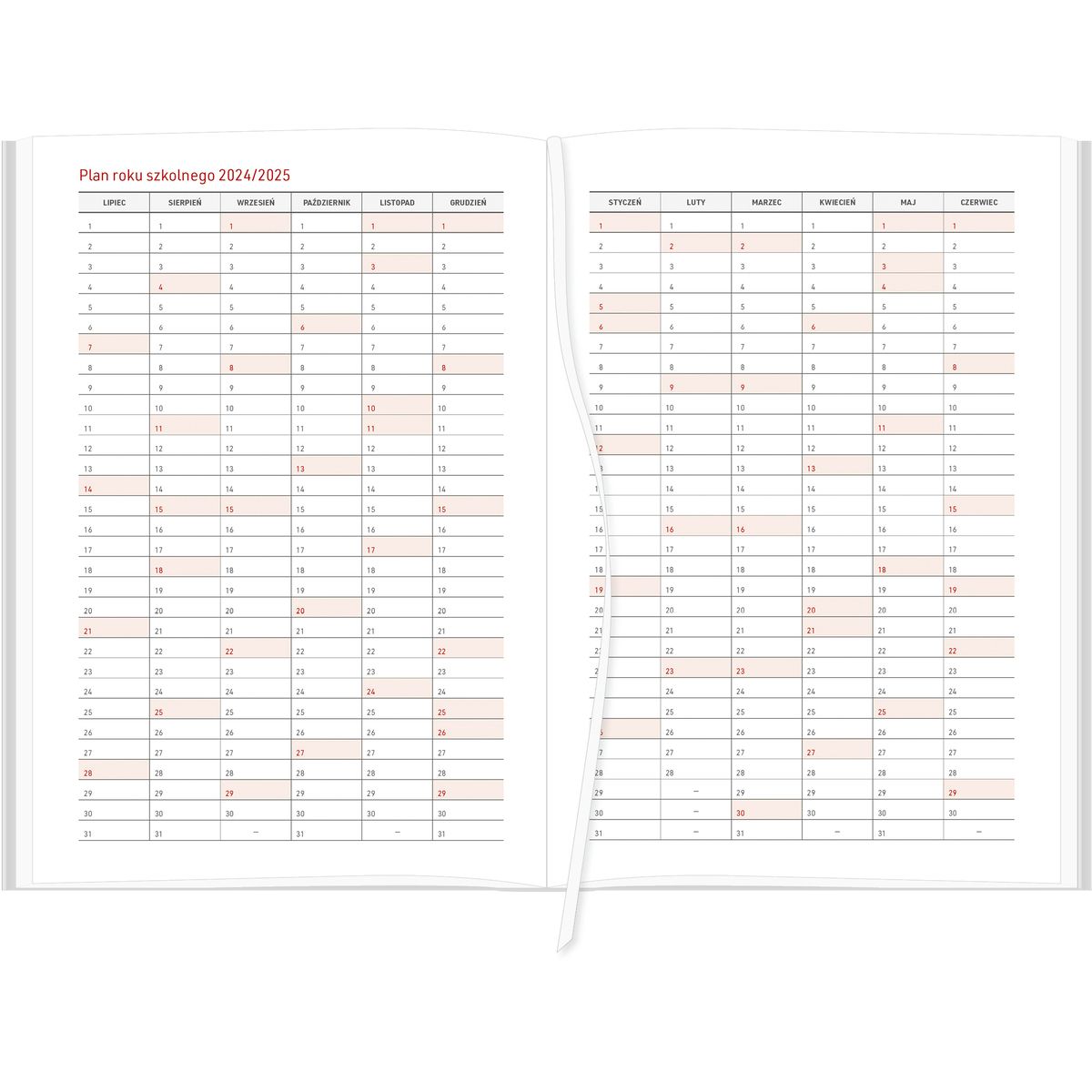 Kalendarz nauczyciela książkowy (terminarz) VIVELLA Wydawnictwo Wokół Nas 2024/2025 A5 tygodniowy A5 (A5TN065B-czerwony)