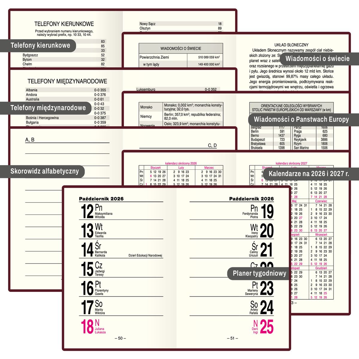 Kalendarz książkowy (terminarz) (308040) k:4071-670 kieszonkowy A7 Press (tygodniowy)
