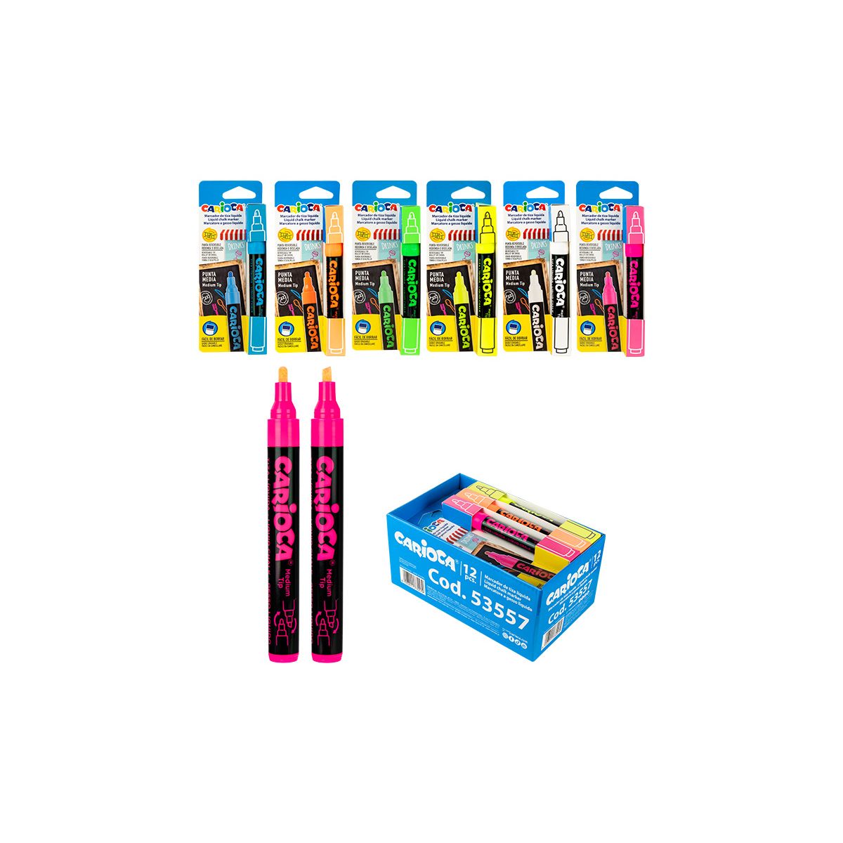 Marker kredowy Carioca 53557 display 6 kol. x 2 (160-2563)