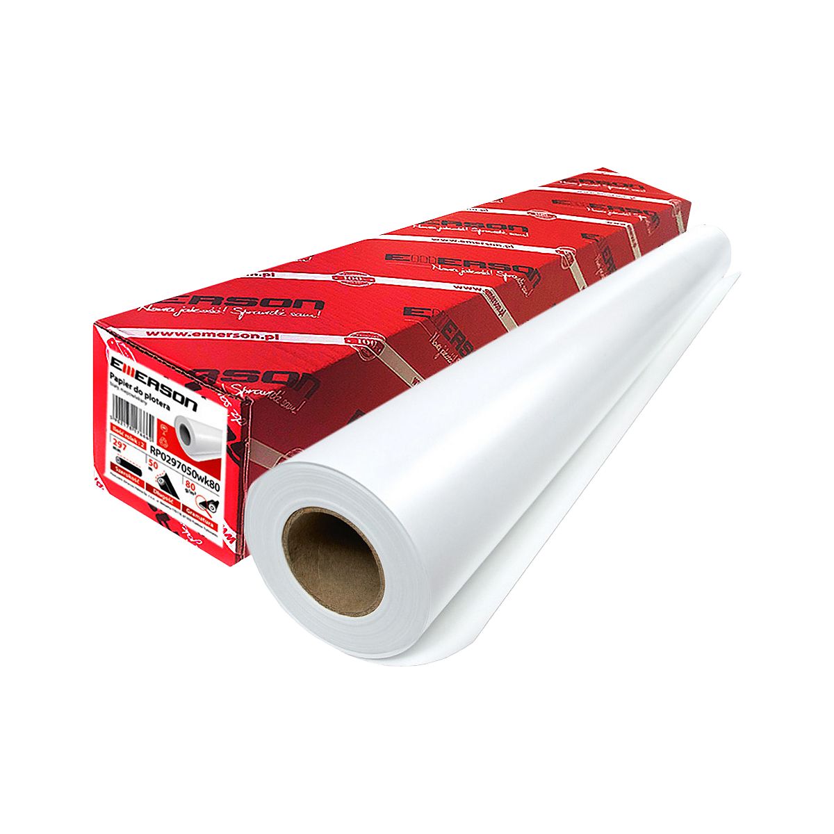 Papier do plotera Emerson biały 90g 420mm 0,5m (rp0420050wk90)