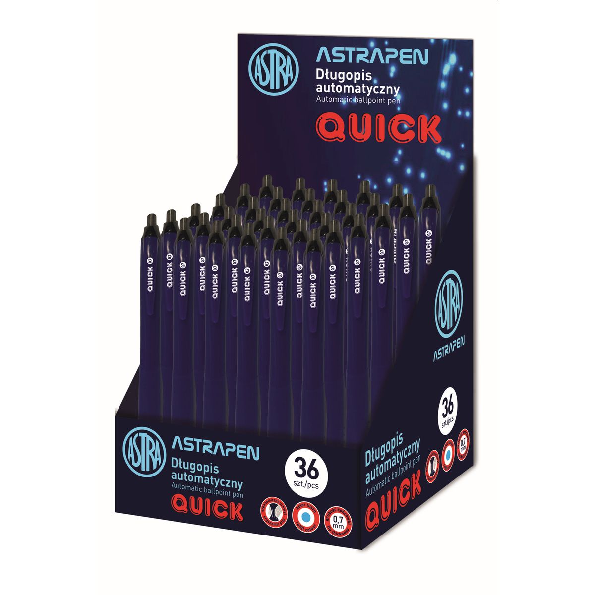 Długopis Astra Quick automatyczny niebieski 0,7mm (201022024)