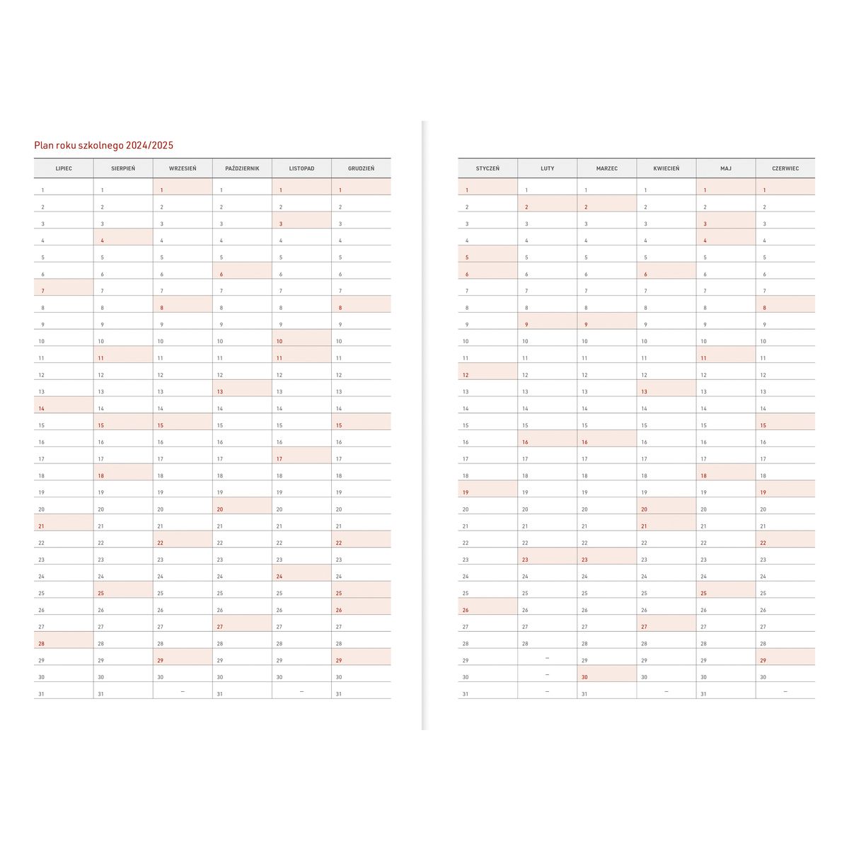 Kalendarz nauczyciela książkowy (terminarz) B5TN060B- Wydawnictwo Wokół Nas 2024/2025 B5 PCV bezbarwny B5 (modern)