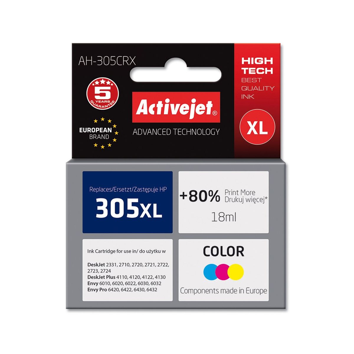 Tusz (cartridge) alternatywny Activejet HP 305XL 3YM63AE mix 18ml (EXPACJAHP0333)