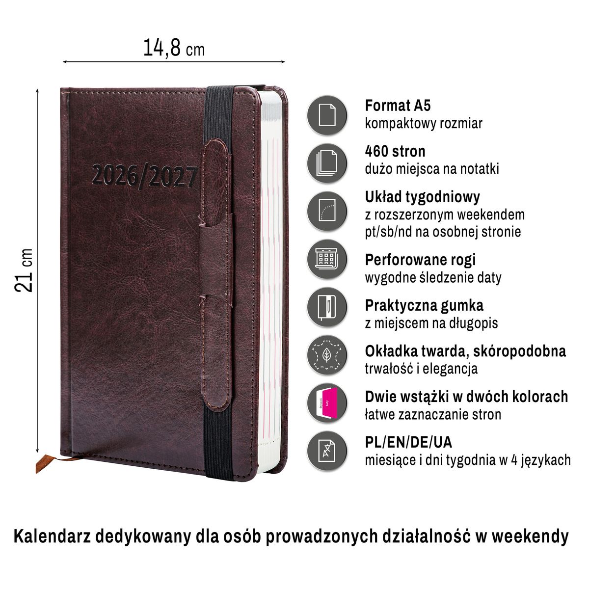 Kalendarz książkowy (terminarz) (308040) k:4071-670 dwuletni A5 Press