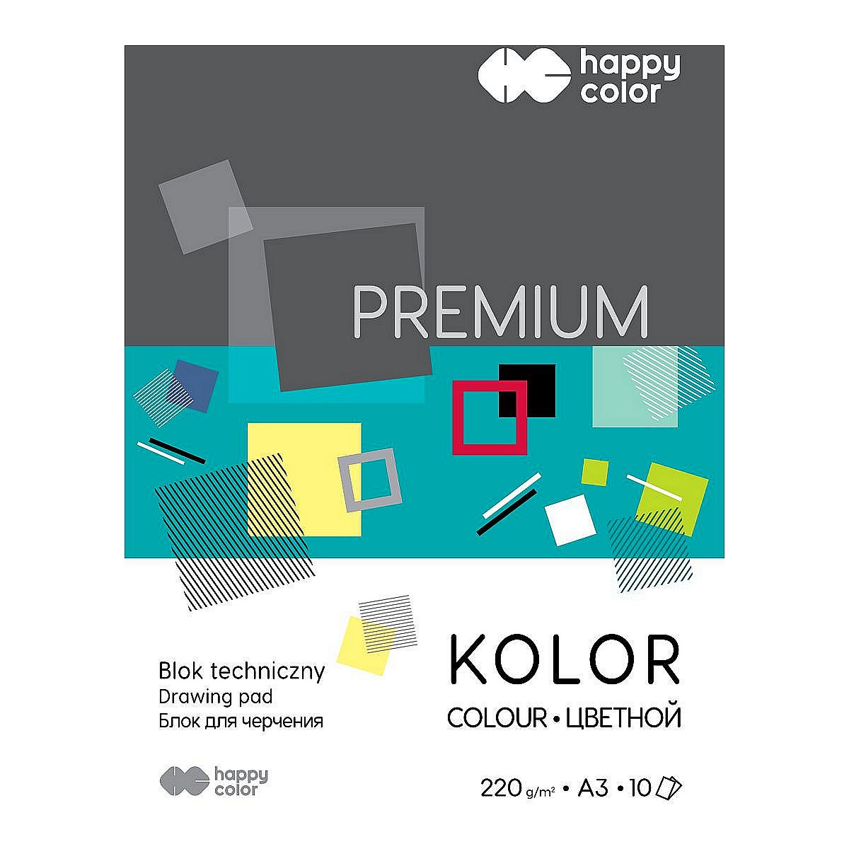 Blok techniczny Happy Color Premium kolorowy A3 mix 220g 10k [mm:] 297x420 (HA 3722 3040-09)