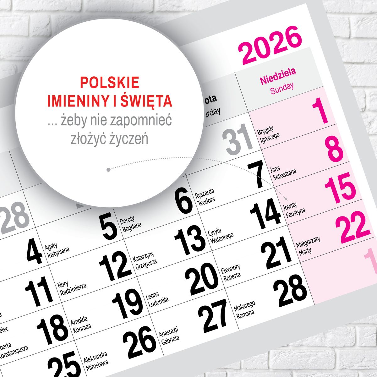 Kalendarz ścienny PREMIUM trójdzielny A4 Press (WIDOK)