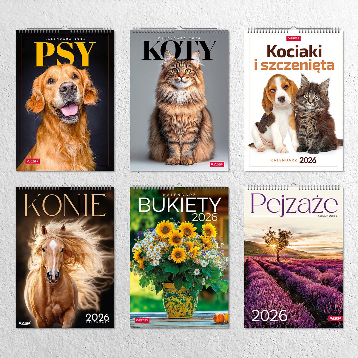 Kalendarz ścienny 16  stron wieloplanszowy A3 Press (kociaki i szczeniaki)
