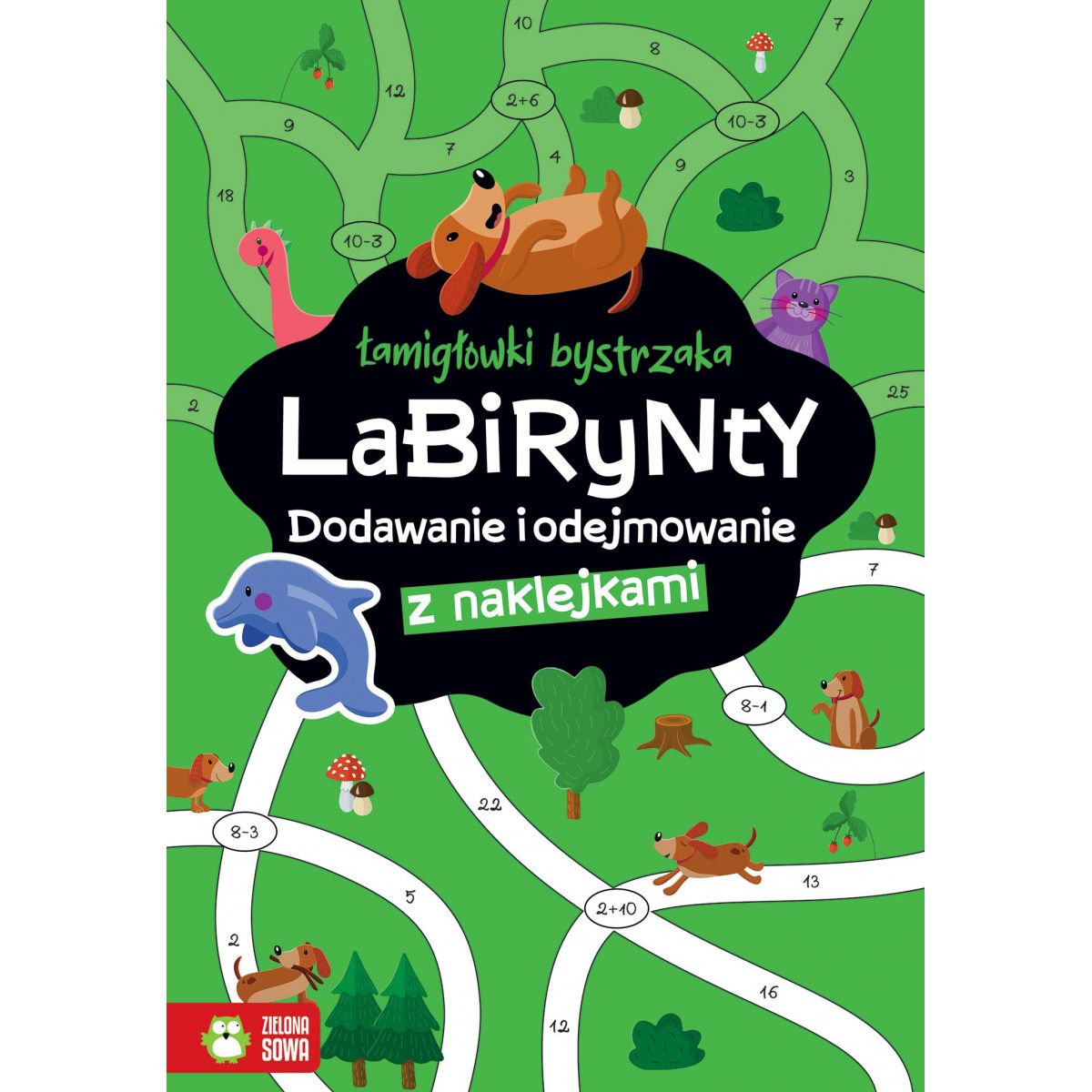 Książeczka edukacyjna Łamigłówki bystrzaka Labirynty. Dodawanie i odejmowanie Zielona Sowa