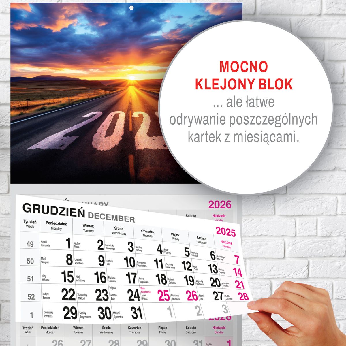 Kalendarz ścienny (401000) k:2915-377 PREMIUM trójdzielny A4 Press (DROGA)