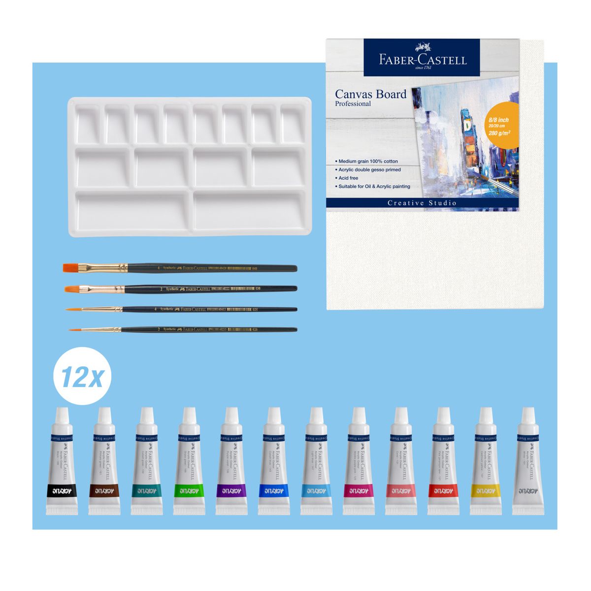 Zestaw plastyczny Faber Castell Classic do malowania akrylami (379280 FC)
