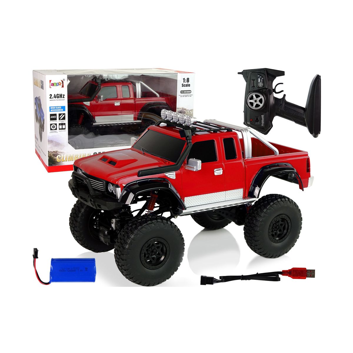 Samochód Lean Off- Road R/C 2.4G Climbing Car 1:8 czerwony (8839)