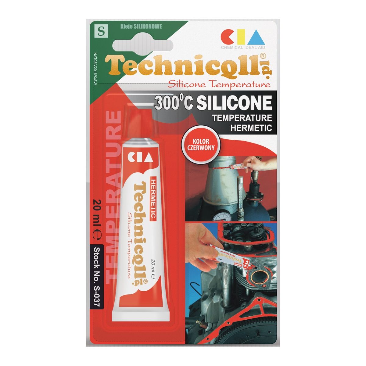 Klej w tubie Technicqll silikon wysokotemperaturowy czerwony 20ml (S-037)