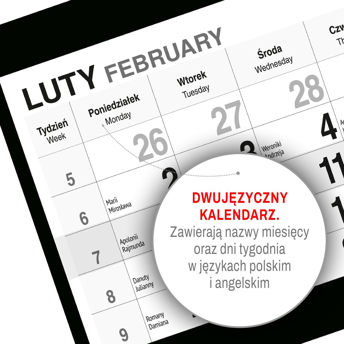 Kalendarz ścienny (401000) k:2915-377 PIES 310mm x 790mm Press