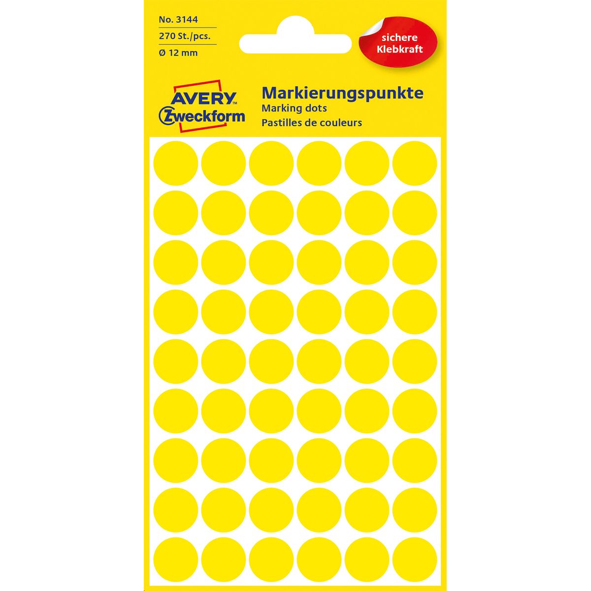 Etykieta do oznaczania Zweckform kropki  12mm żółty [mm:] 12 (314)