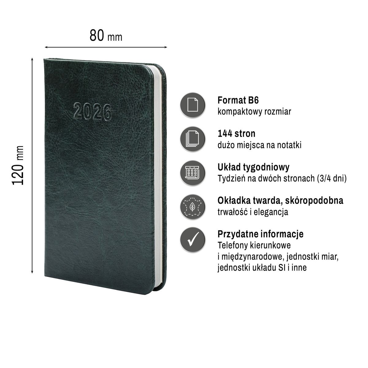 Kalendarz książkowy (terminarz) (308040) k:4071-670 Premium Lux B7 Press (tygodniowy)
