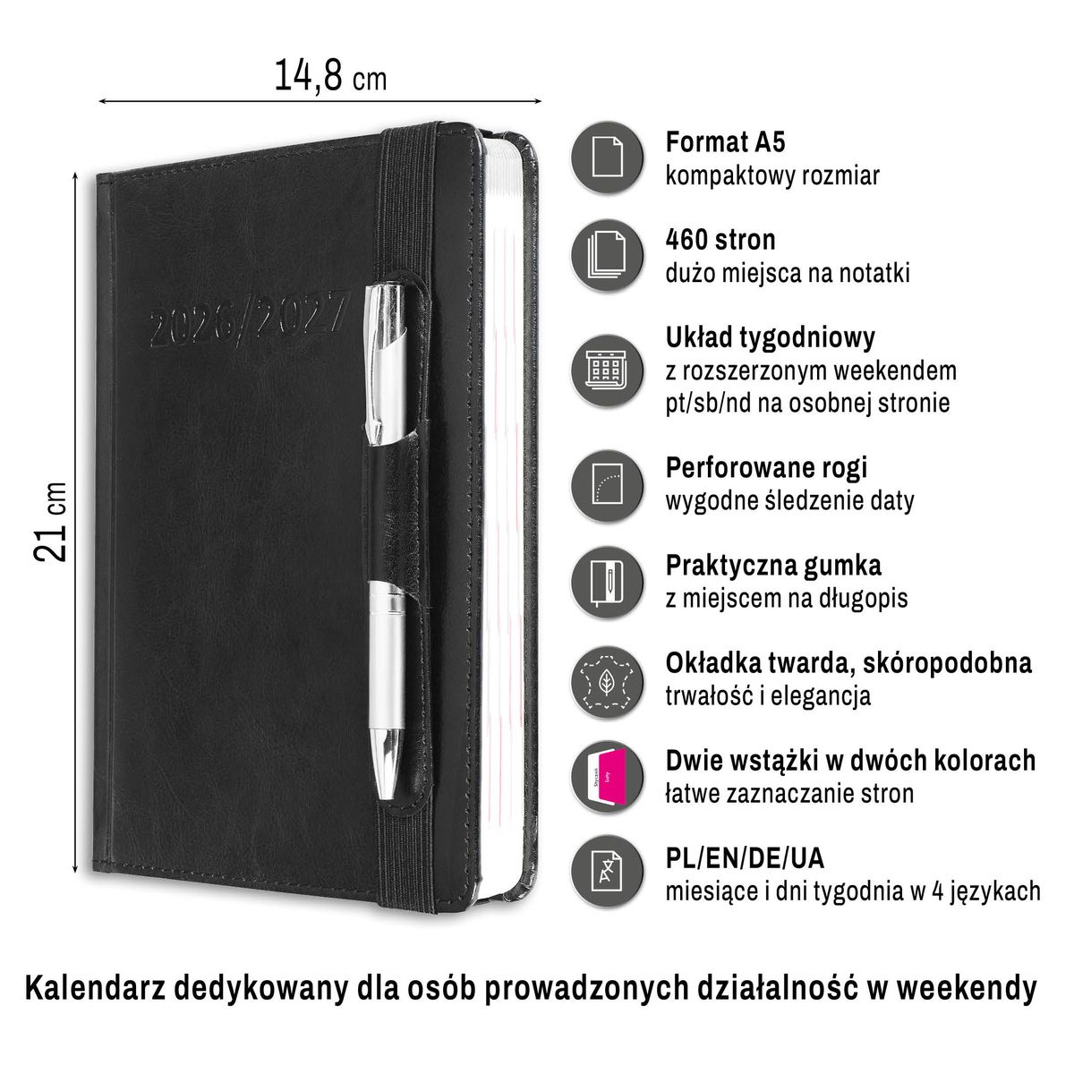 Kalendarz książkowy (terminarz) (308040) k:4071-670 dwuletni A5 Press