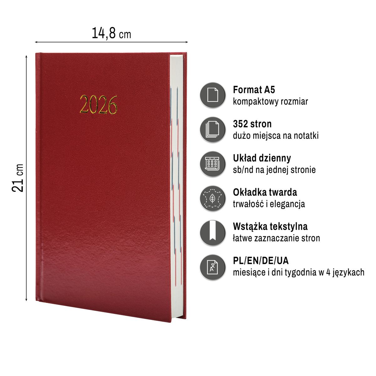 Kalendarz książkowy (terminarz) (308040) k:4071-670 EKONOMICZNY A5 Press (DZIENNY)