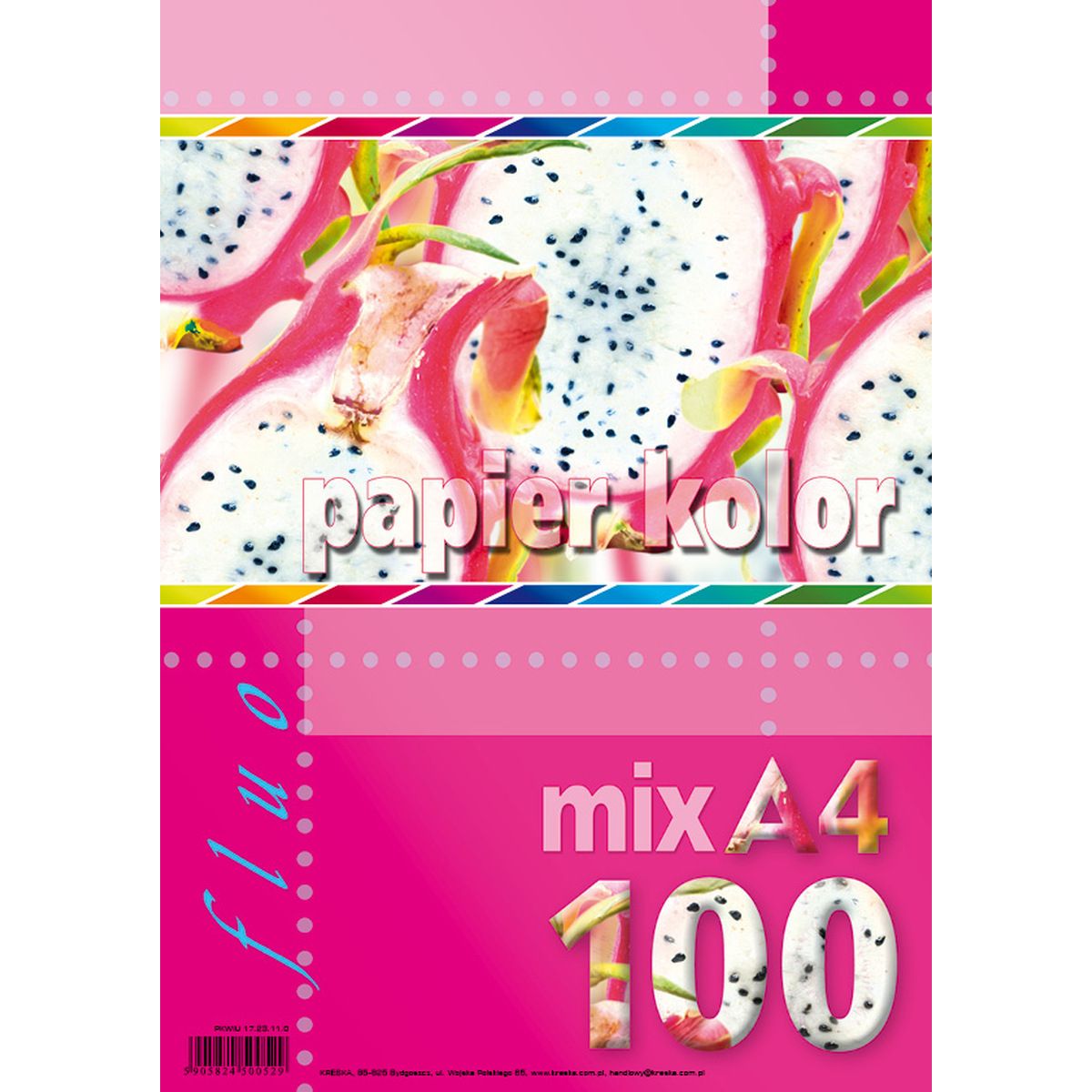 Papier kolorowy Kreska fluo A4 mix 80g