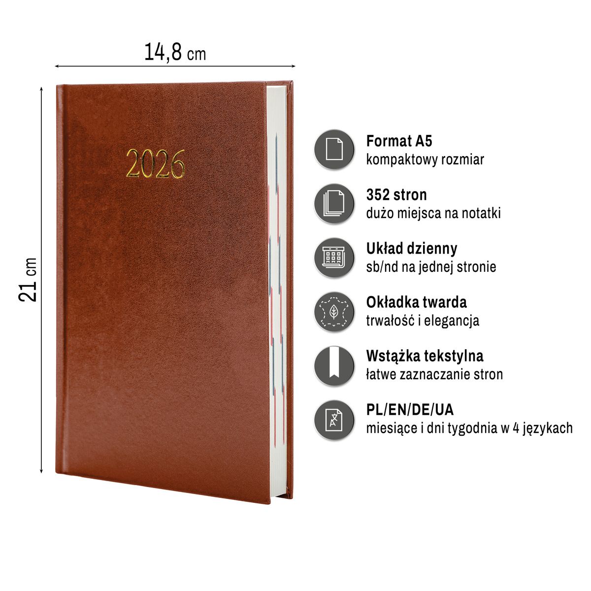 Kalendarz książkowy (terminarz) (308040) k:4071-670 EKONOMICZNY A5 Press (DZIENNY)