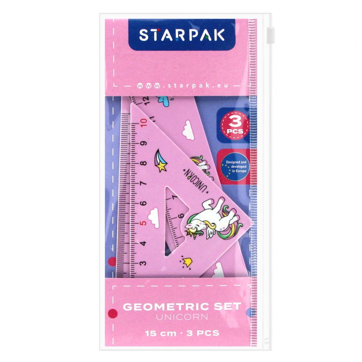 Komplet geometryczny Starpak Unicorn 3 el. (538972)