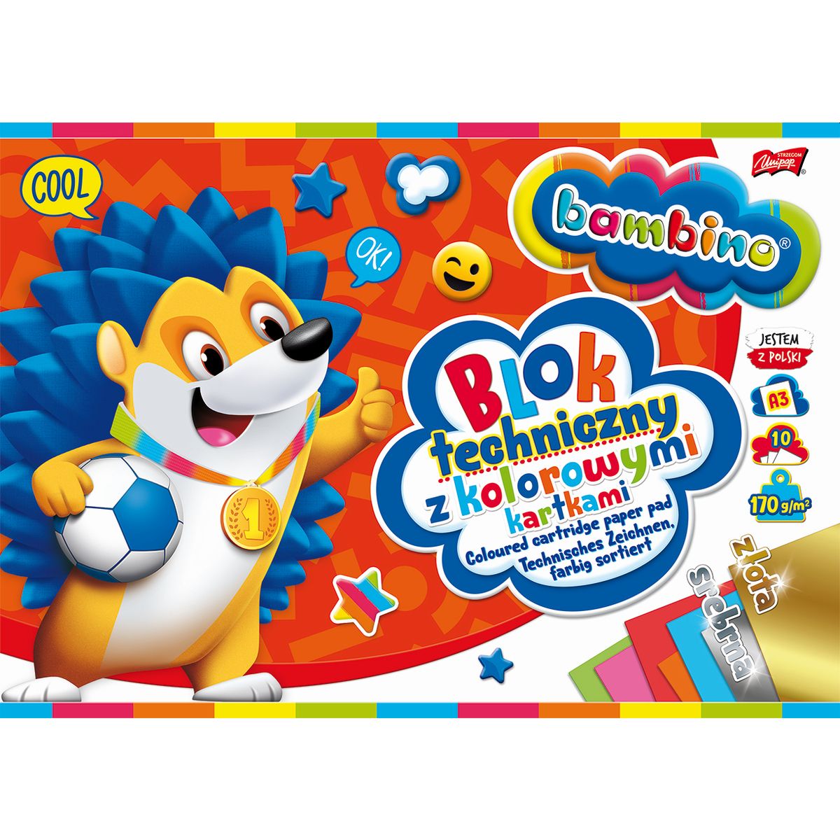 Blok techniczny Unipap Bambino kolor A3 160g 10k [mm:] 297x420