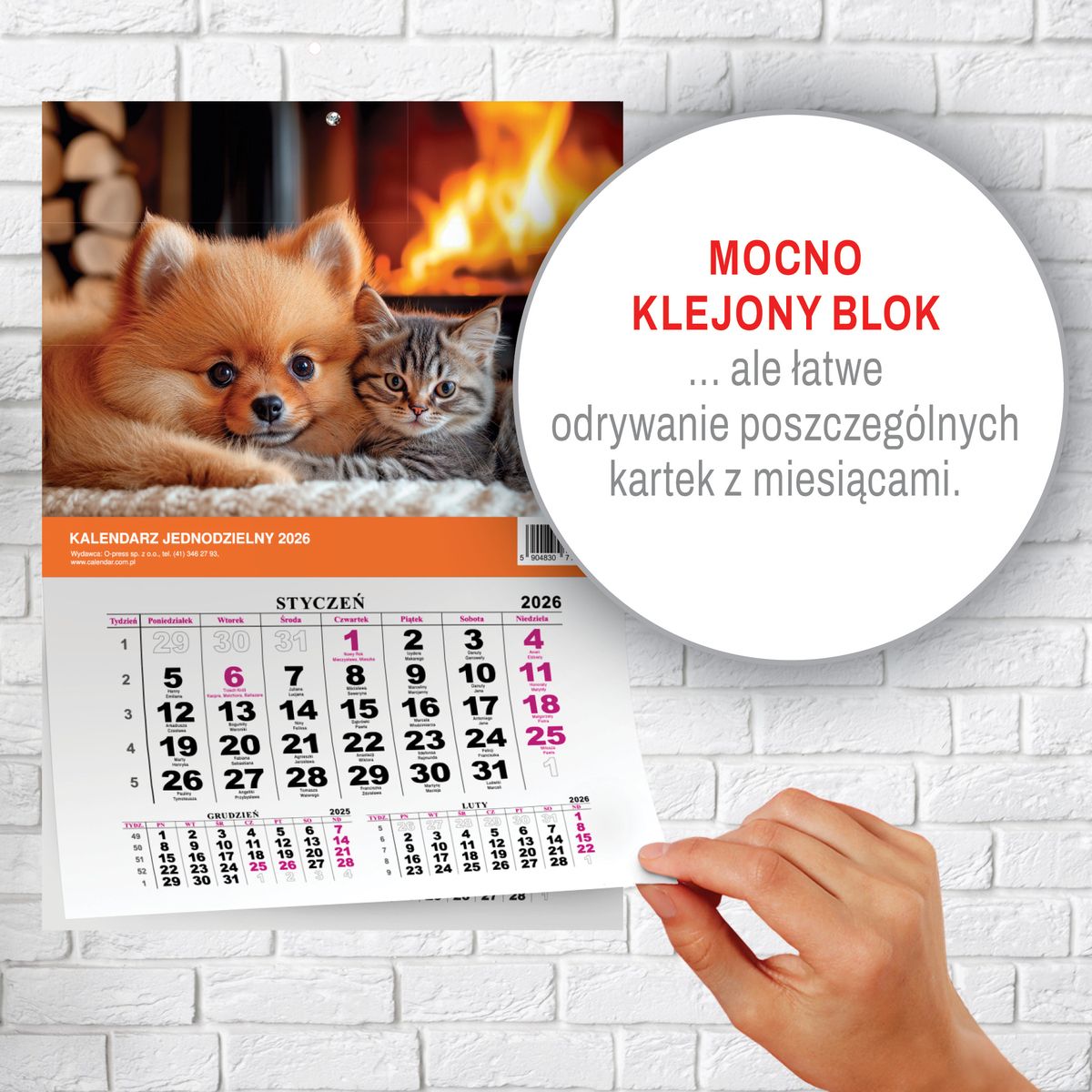 Kalendarz ścienny (401000) k:2915-377 na lodówkę z magnesem 137mm x 210mm Press (MILUSIŃSCY)