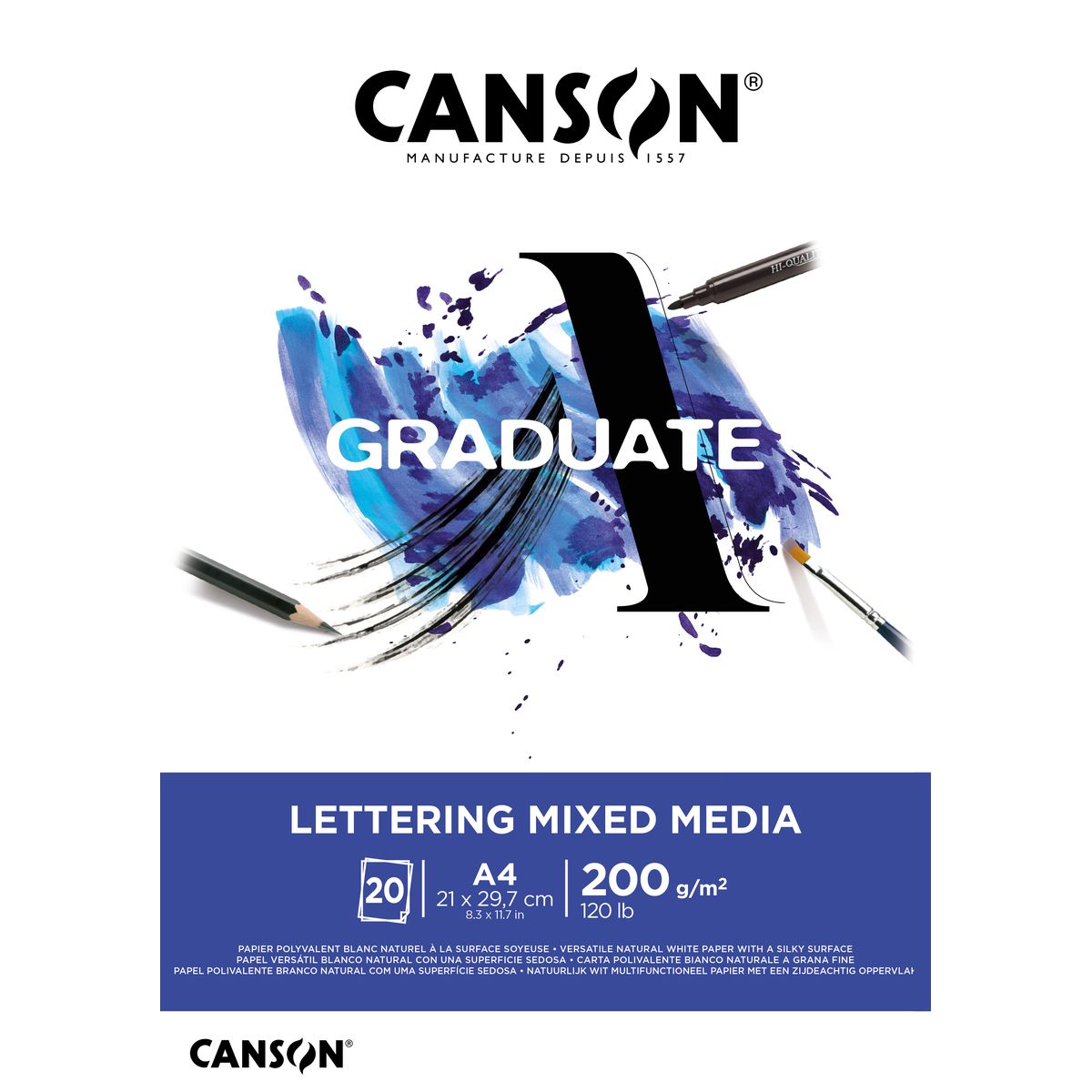 Blok artystyczny Canson Graduate Lettering Mixmedia A4 200g 20k (31250P028)