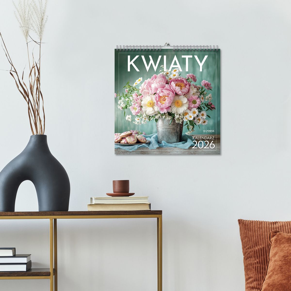 Kalendarz ścienny (401000) k:2915-377 WIELOPLANSZOWY KWADRAT KWIATY 330mm x 330mm Press (16K)